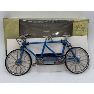 Vintage Miniture Diecast Metal Double 2 Seater Racing Bicycle Blue New W/Box 10”